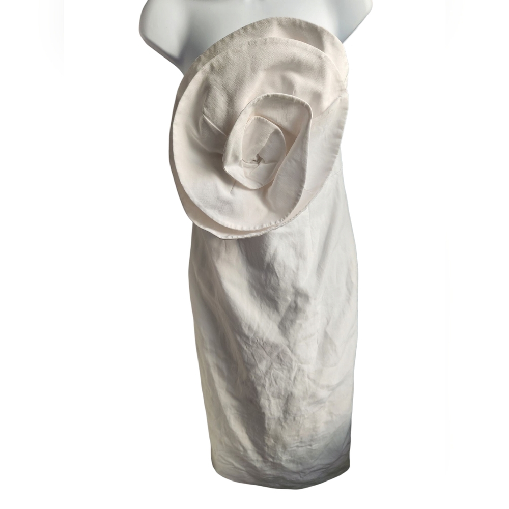 Mara Hoffman White Maia Rosette Strapless Midi Dress MSRP $750 Size 4